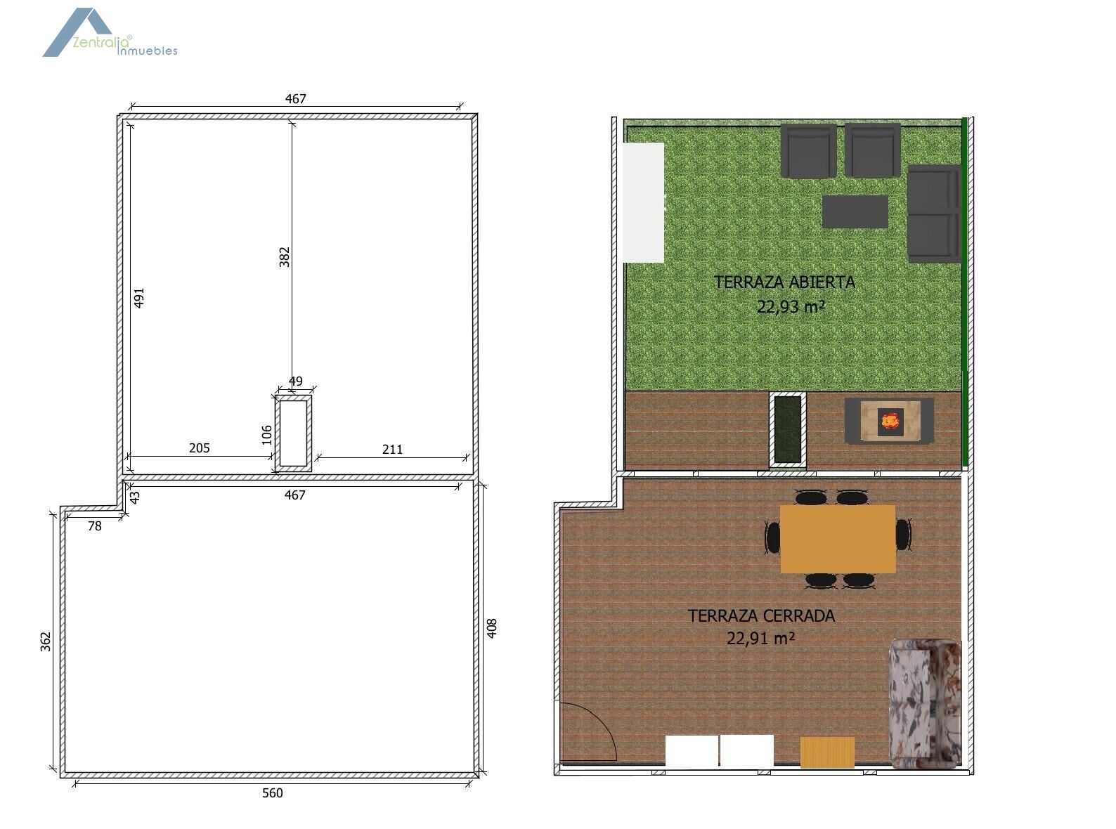 VIVIENDA AMUEBLADA CON AMPLIA TERRAZA